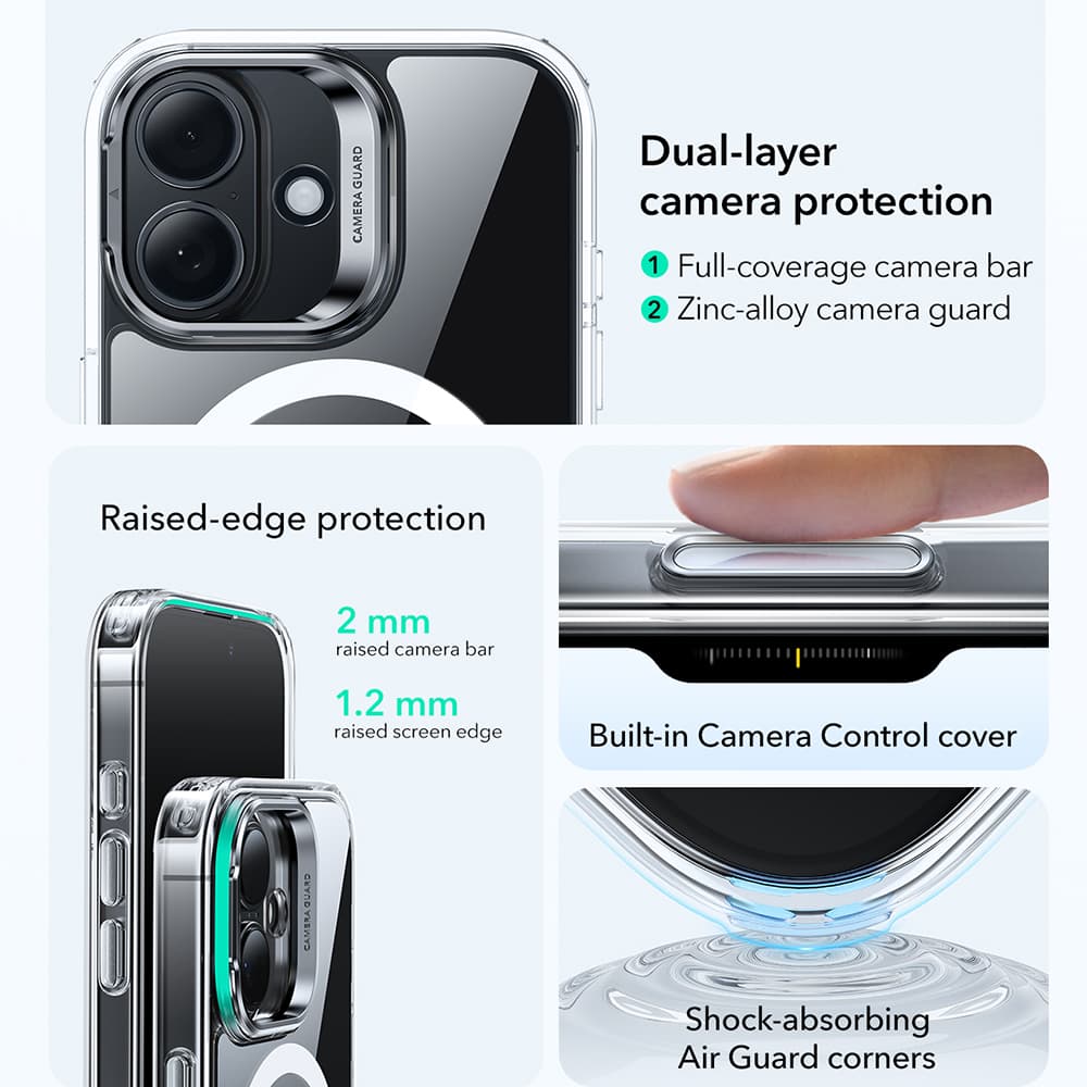 ESR Classic Hybrid HaloLock Kickstand pro iPhone 17 průhledný - náhled 3
