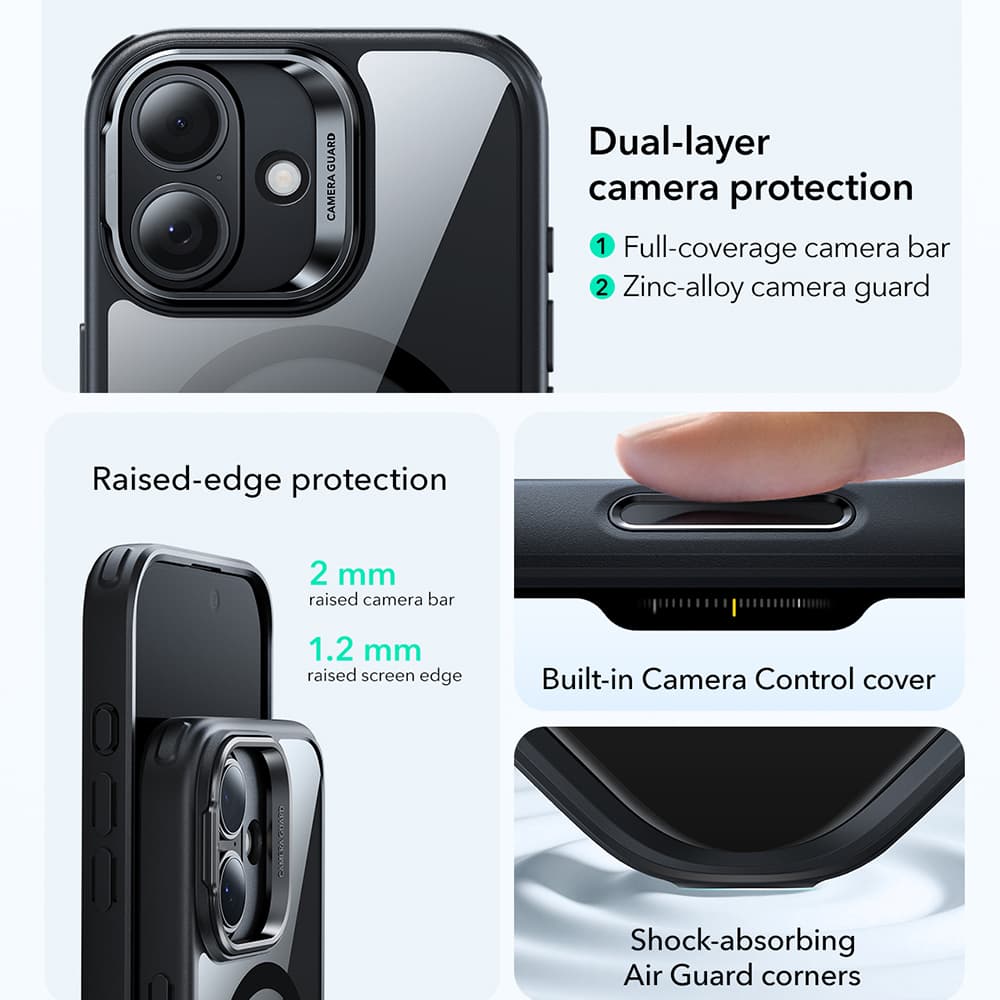 ESR Classic Hybrid HaloLock Kickstand iPhone 17 černá průhledná - náhled 3