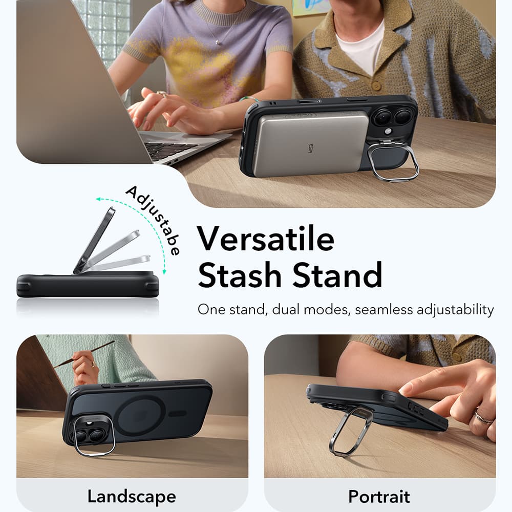 ESR Classic Hybrid HaloLock Kickstand pro iPhone 17 v matné černé - náhled 3