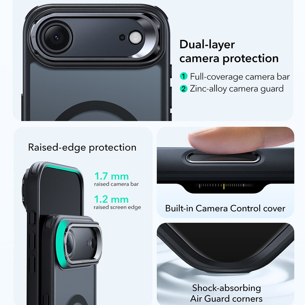 ESR Classic Hybrid HaloLock Kickstand pro iPhone 17 Air v matné černé - náhled 3