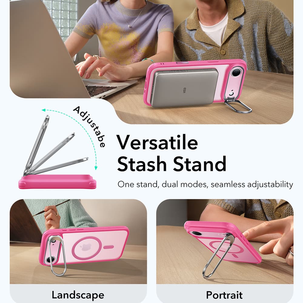 ESR Classic Hybrid HaloLock Kickstand pro iPhone 17 Air Růžová Mlha - náhled 3