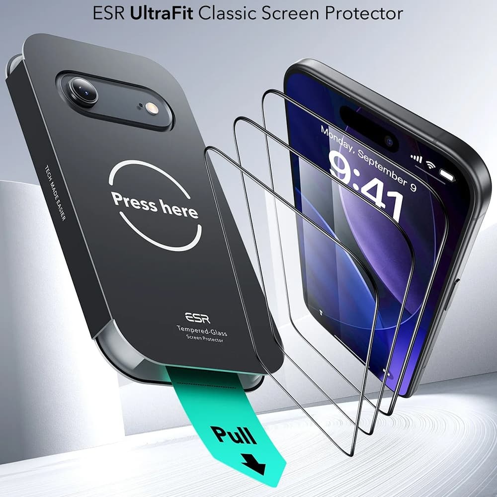 ESR Tempered Glass UltraFit (3 kusy) iPhone 17 Air černá - náhled 3