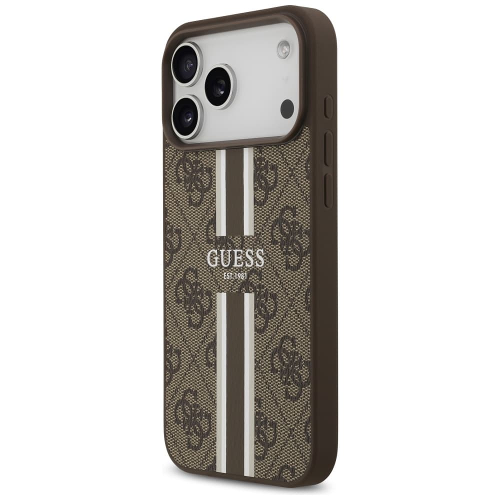 Guess - pevné pouzdro 4G Printed Stripes MagSafe (GUHMP17XP4RPSW) - iPhone 17 Pro Max - hnědé - náhled 3