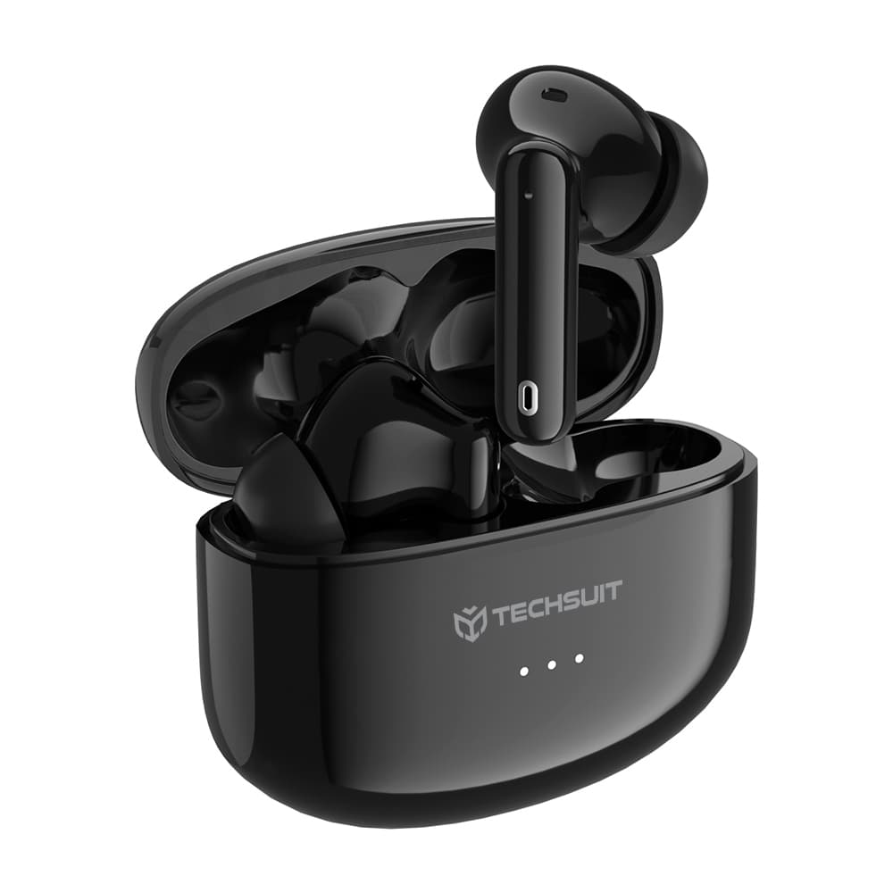 Techsuit - bezdrátová sluchátka Premium Audira Pro (CW1) - Bluetooth V5.4, 300mAh, dotykové ovládání, aktivní potlačení hluku, 4 mikrofony - černá - náhled 3
