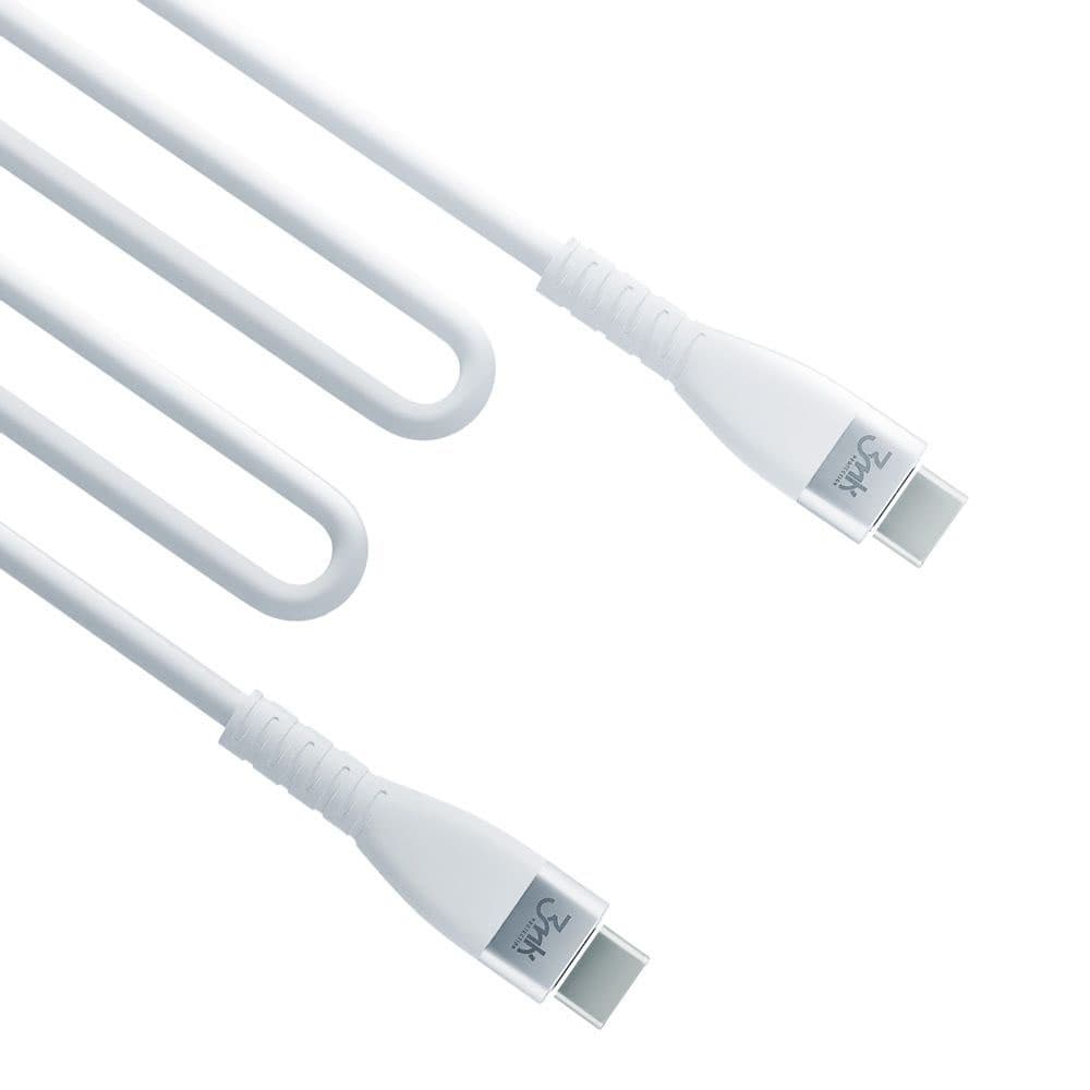 3mk Datový kabel Hyper Silicone USB-C na USB-C 60W 3A 1m bílý - náhled 3