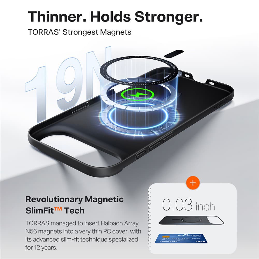 Torras SlimFit MagSafe Series pouzdro pro iPhone 17 Air černé - náhled 3