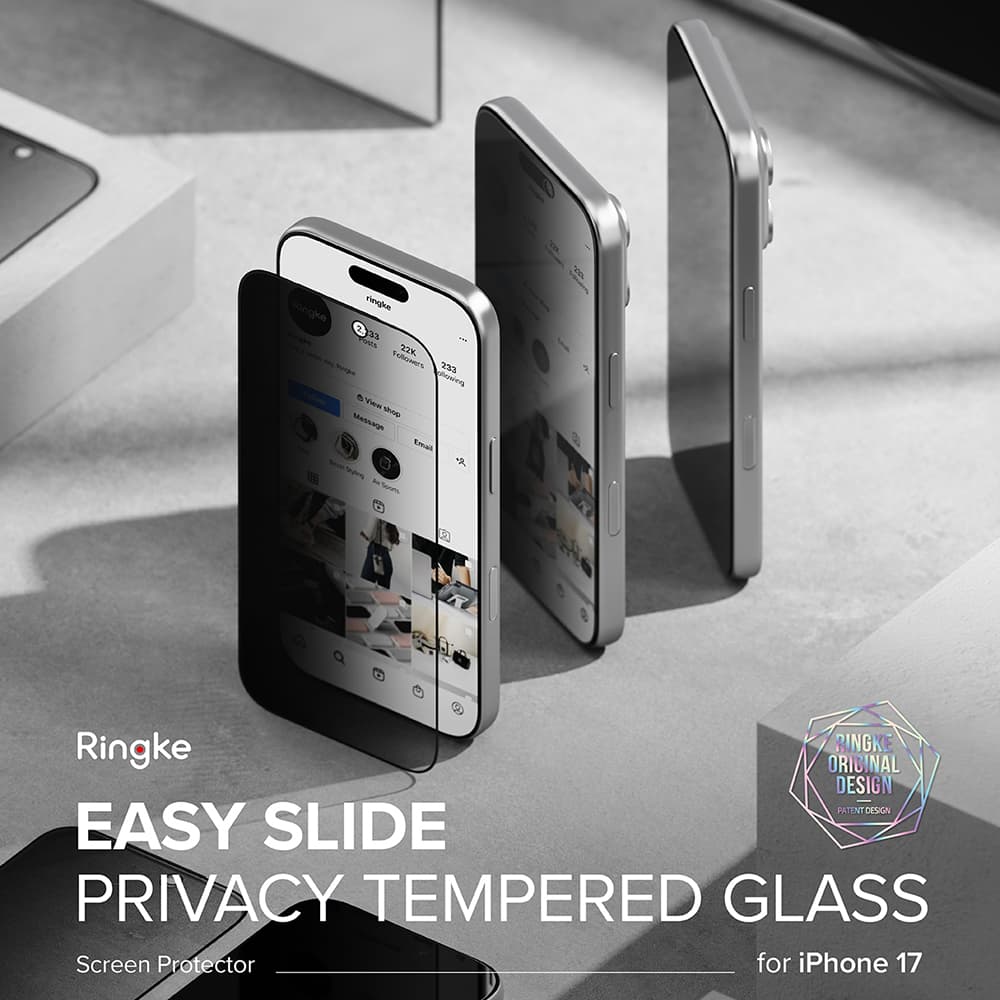 Ringke Easy Slide Privacy tvrzené sklo (2 ks) iPhone 17 černá - náhled 3