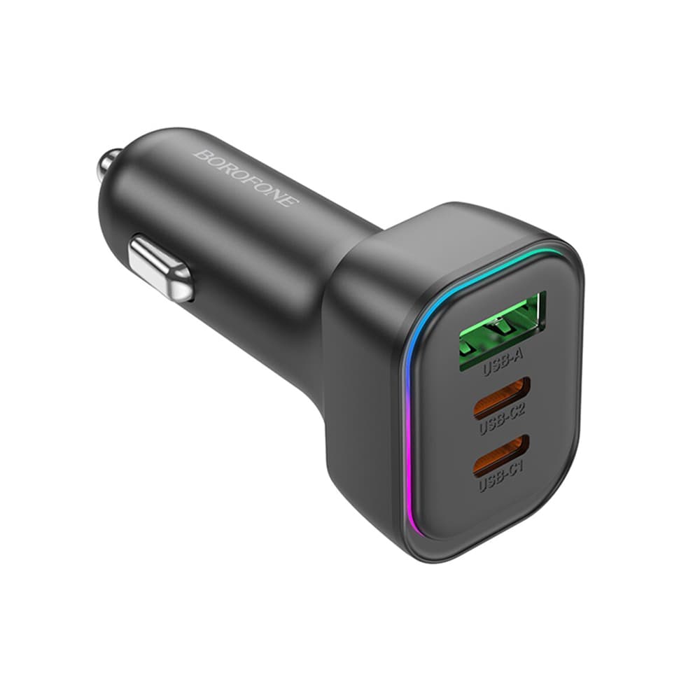 Borofone autonabíječka Trophie BZ28C 1x USB 2x Type-C 60W RGB černá - náhled 3