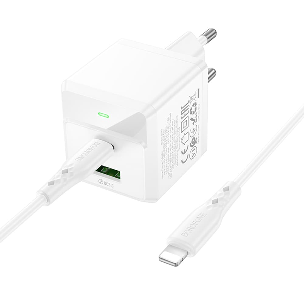 Borofone Intenso BN19 síťová nabíječka s kabelem Type-C na Lightning bílá - náhled 3