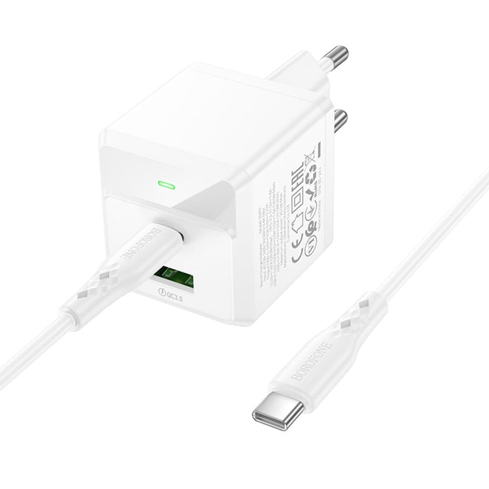 Borofone Intenso BN19 nástěnná nabíječka PD20W QC3.0 USB a Type-C bílá - náhled 3