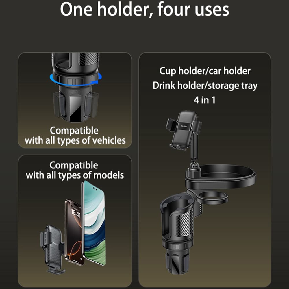 Yesido Car Holder 4v1 C274 Držák na telefon a drobnosti černý - náhled 3