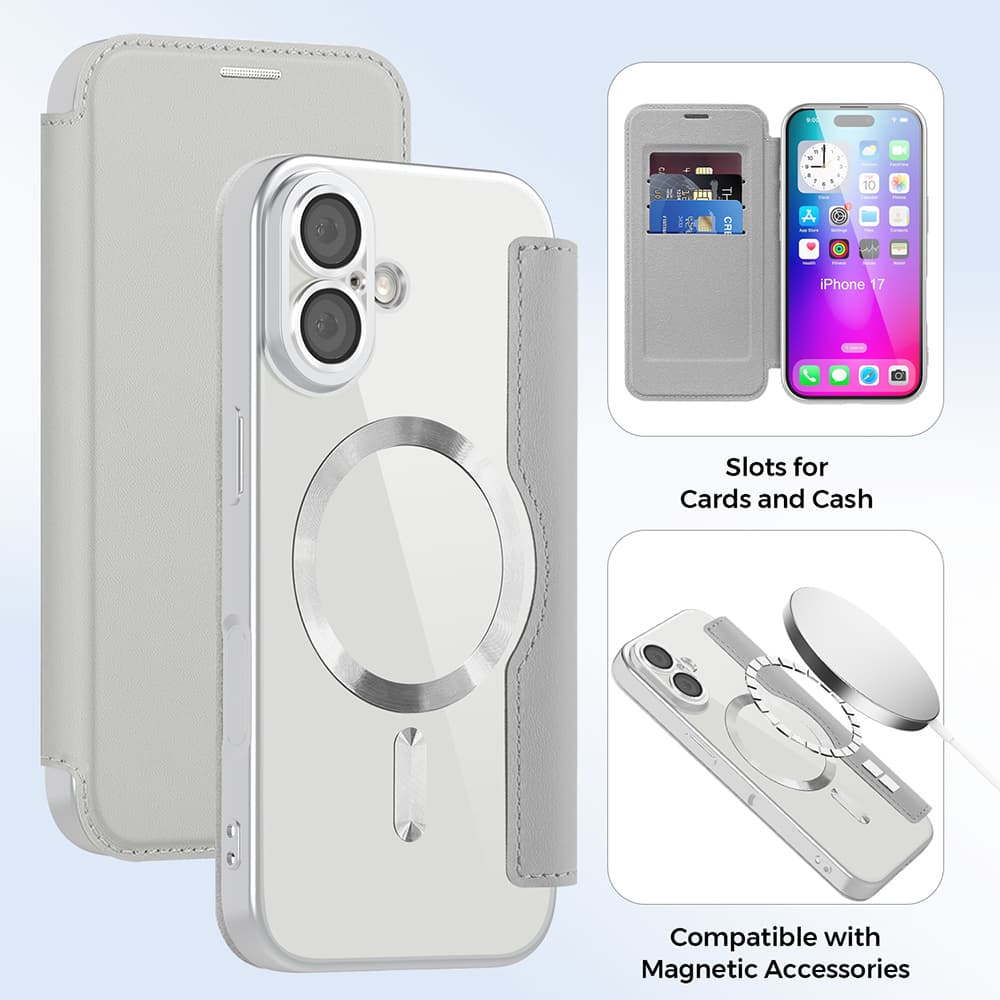 Pouzdro na knihu Techsuit SmartMag iPhone 17 šedé - náhled 3