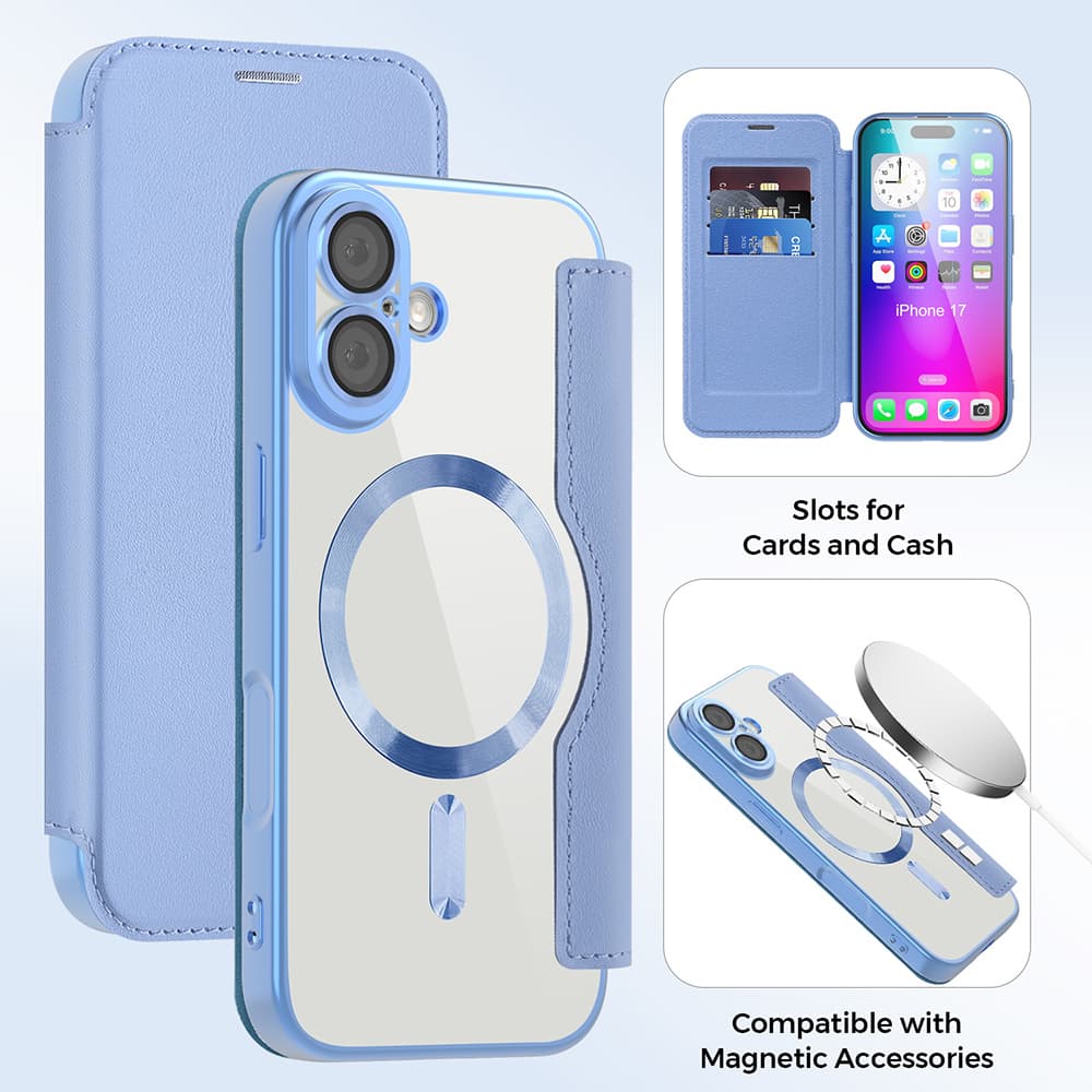 Pouzdro na knihu Techsuit SmartMag iPhone 17 světle modré - náhled 3