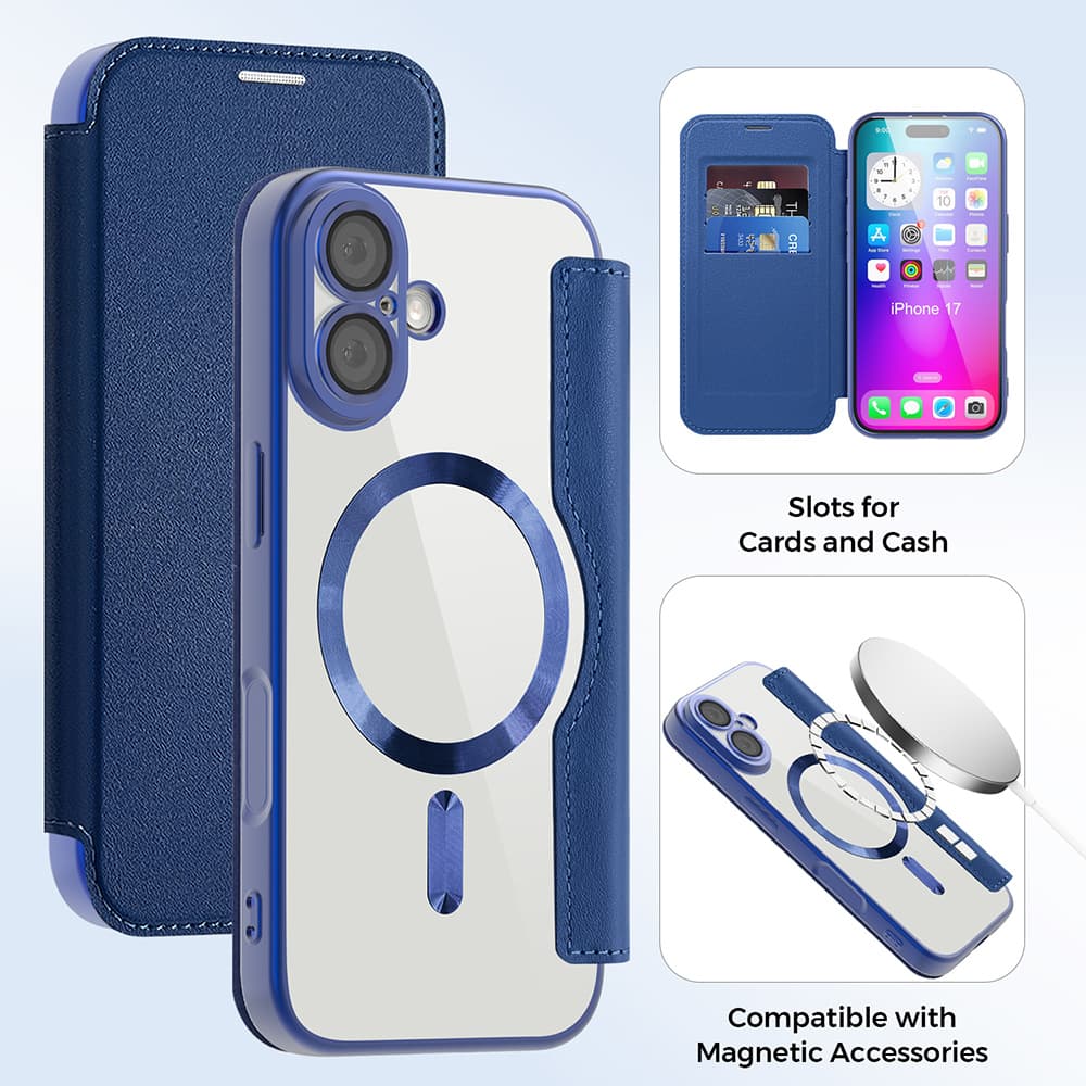 Pouzdro na knihu Techsuit SmartMag pro iPhone 17 modré - náhled 3