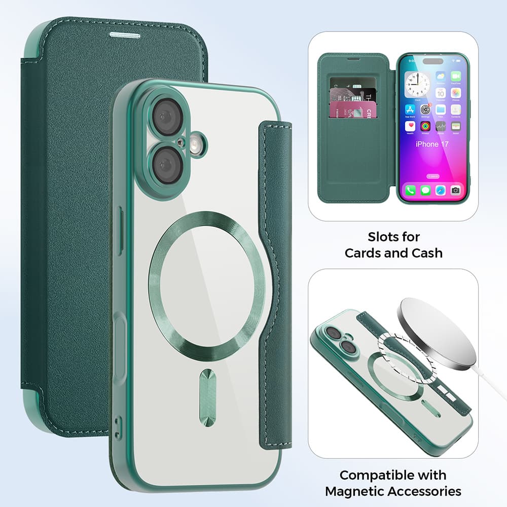 Pouzdro na knihu Techsuit SmartMag pro iPhone 17 zelené - náhled 3