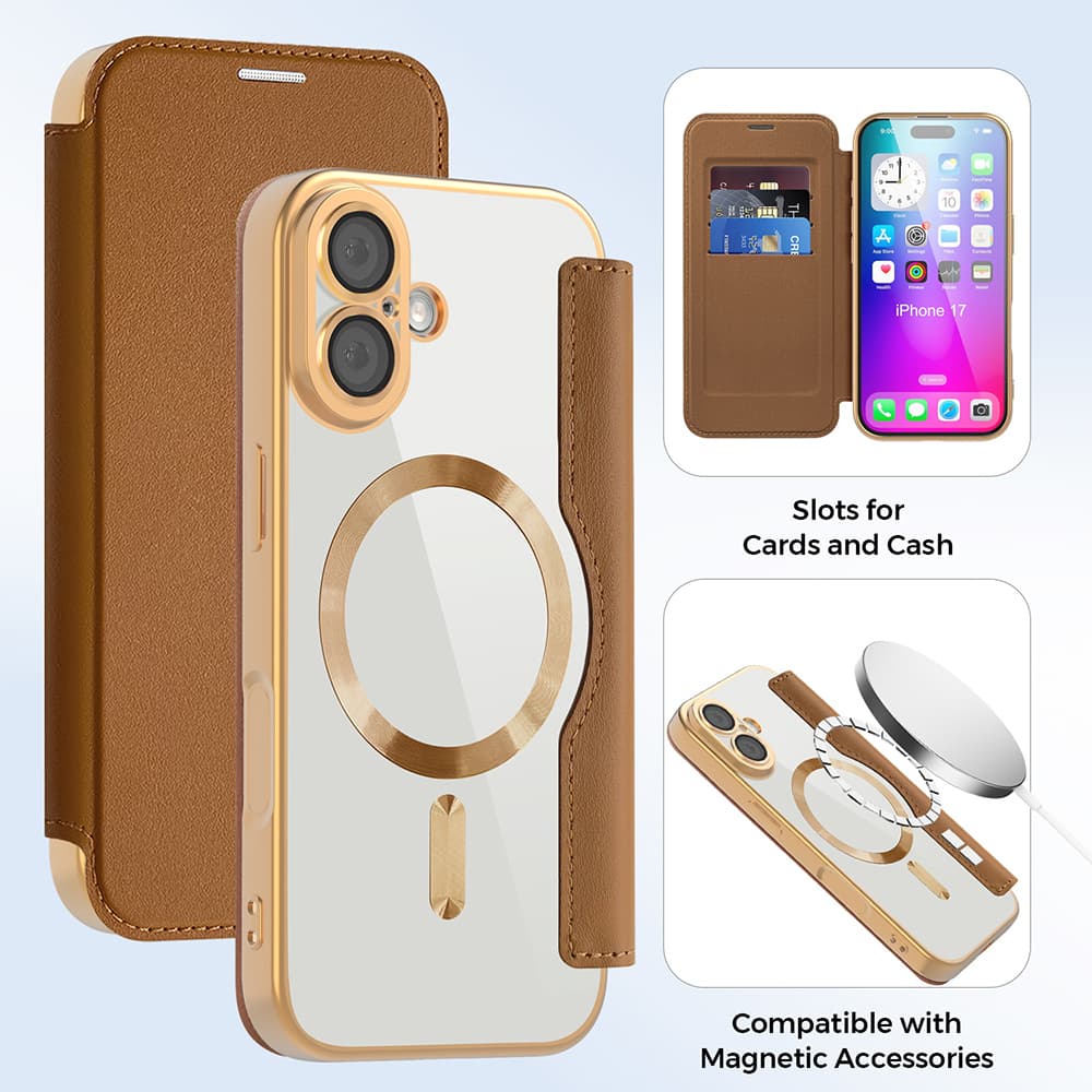 Pouzdro na knihu Techsuit SmartMag pro iPhone 17 hnědé - náhled 3