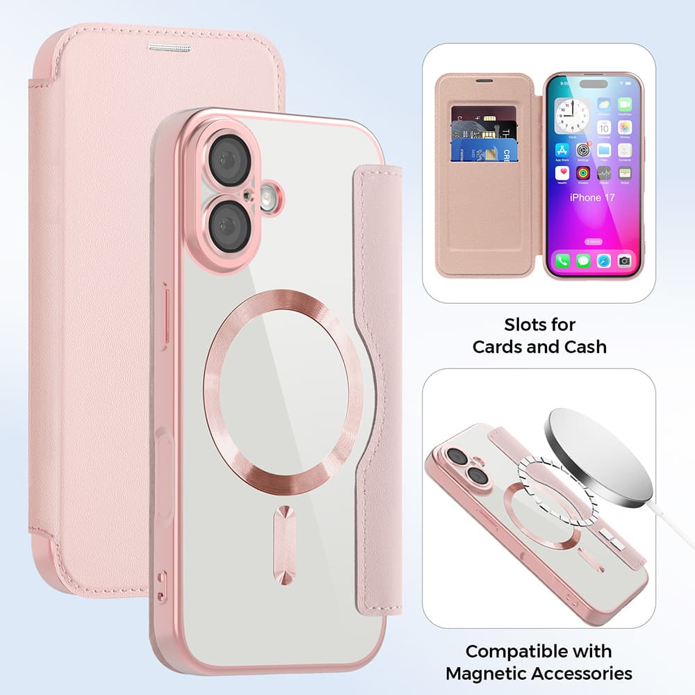 Pouzdro na knihu SmartMag pro iPhone 17 růžové - náhled 3