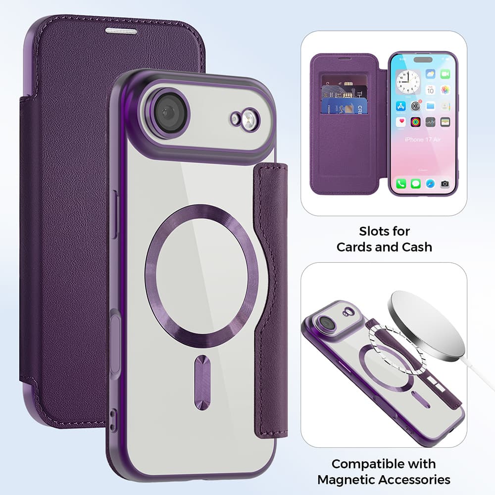 Pouzdro na knihu Techsuit SmartMag iPhone 17 Air fialové - náhled 3