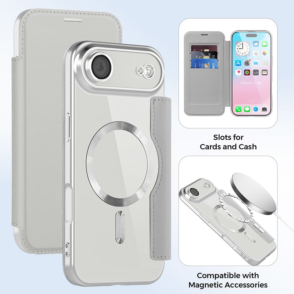 Pouzdro Techsuit SmartMag Book pro iPhone 17 Air šedé - náhled 3