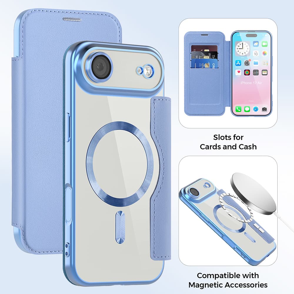 Pouzdro na knihu Techsuit SmartMag iPhone 17 Air světle modré - náhled 3