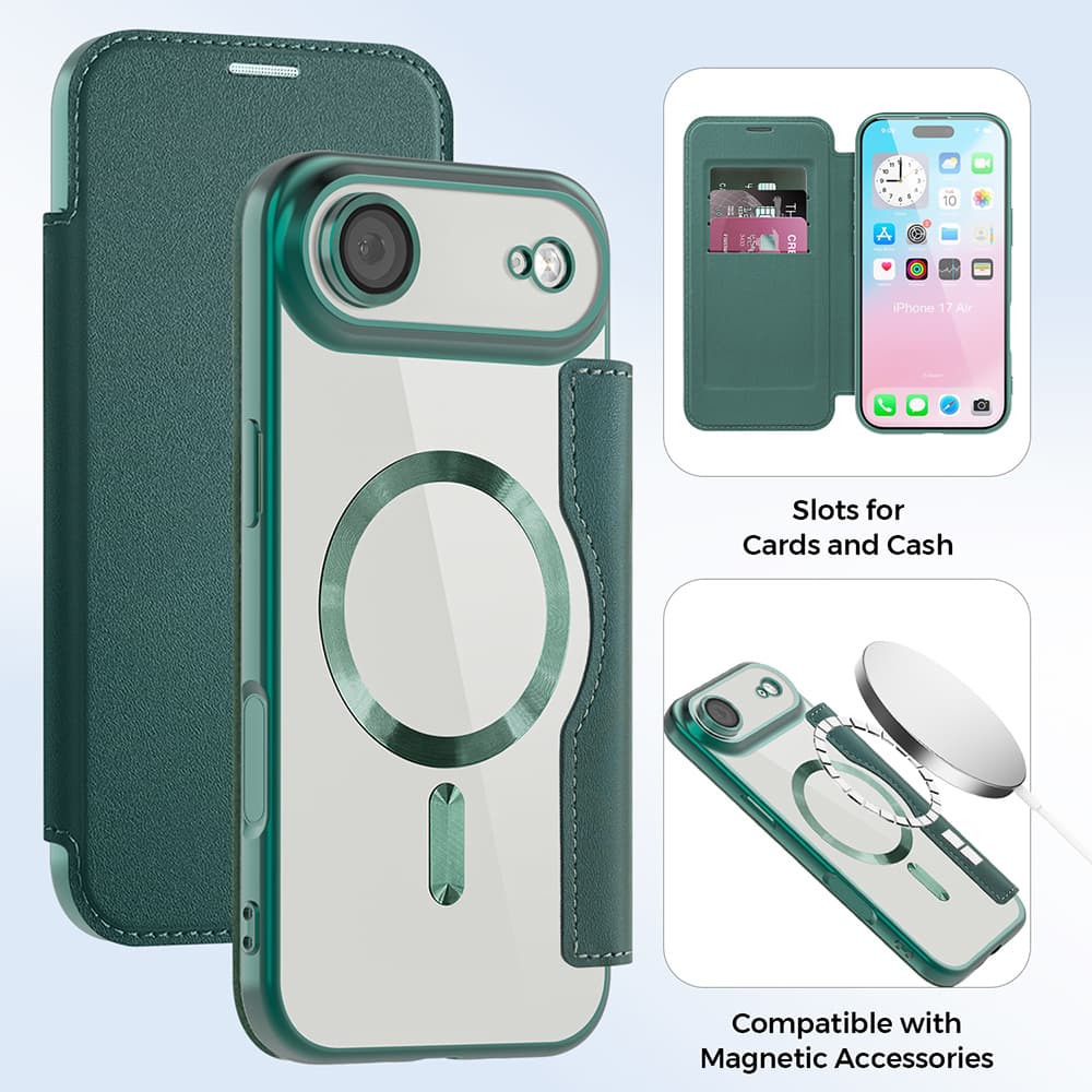 Pouzdro na knihu Techsuit SmartMag iPhone 17 Air zelené - náhled 3