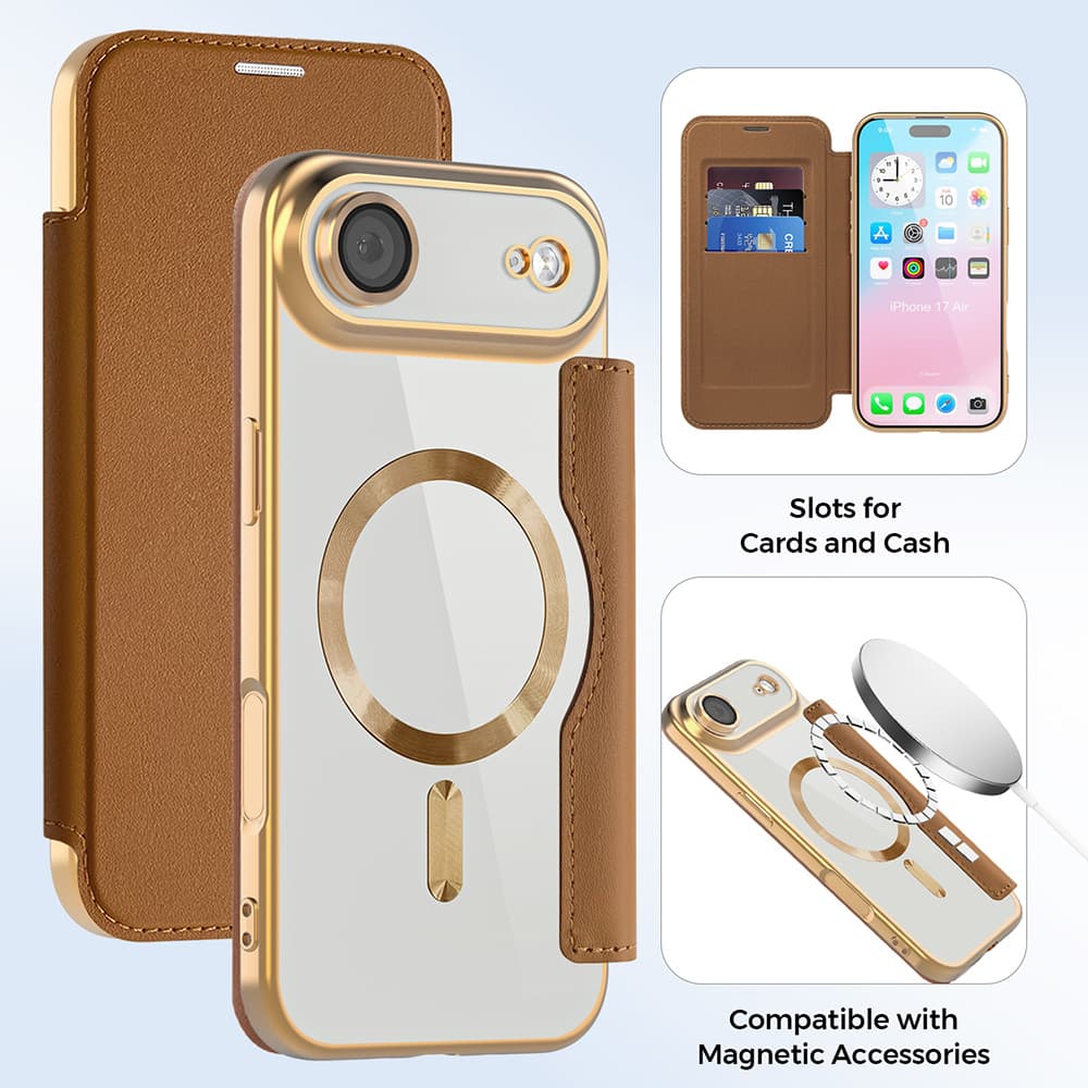 Pouzdro na knihu Techsuit SmartMag iPhone 17 Air hnědé - náhled 3