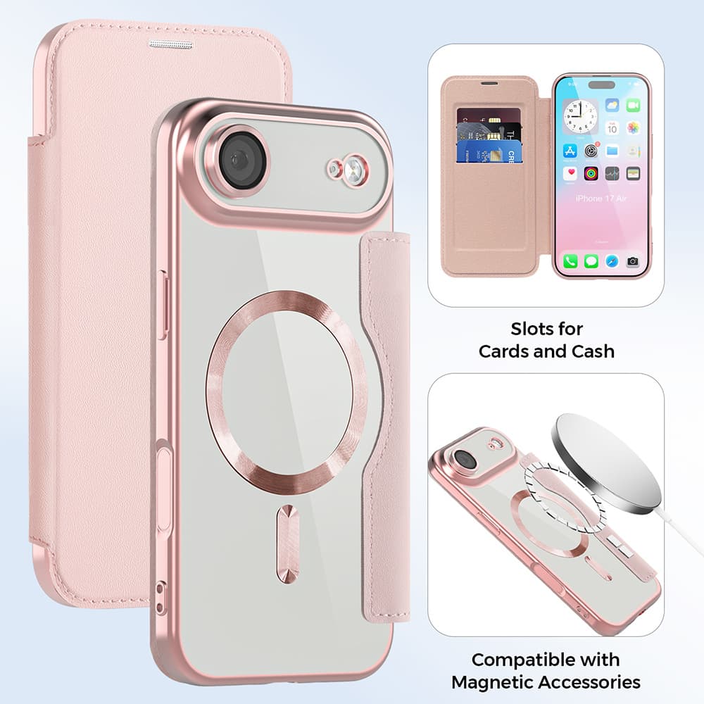 Pouzdro na knihu Techsuit SmartMag iPhone 17 Air růžové - náhled 3