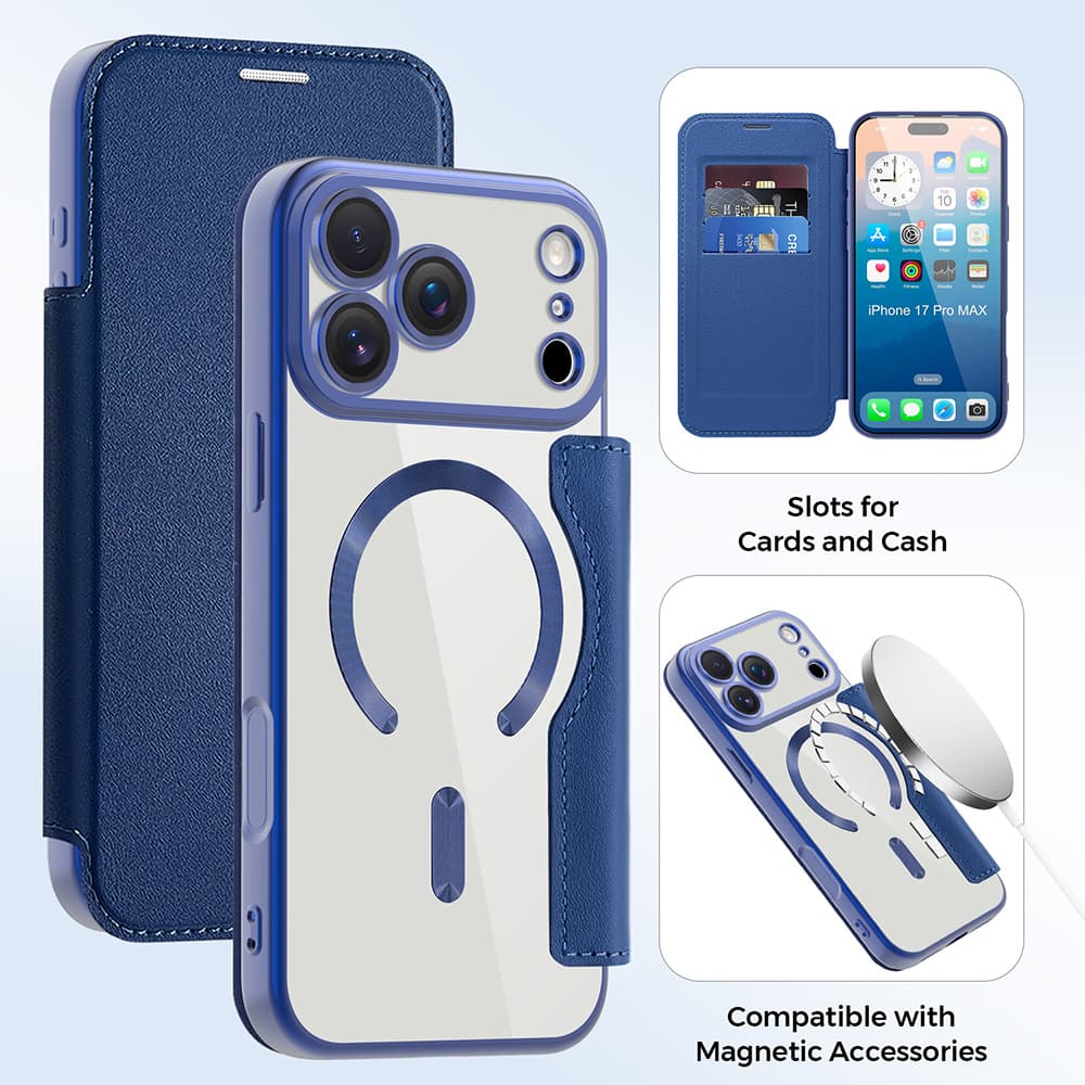 Pouzdro na knihu Techsuit SmartMag iPhone 17 Pro Max modré - náhled 3