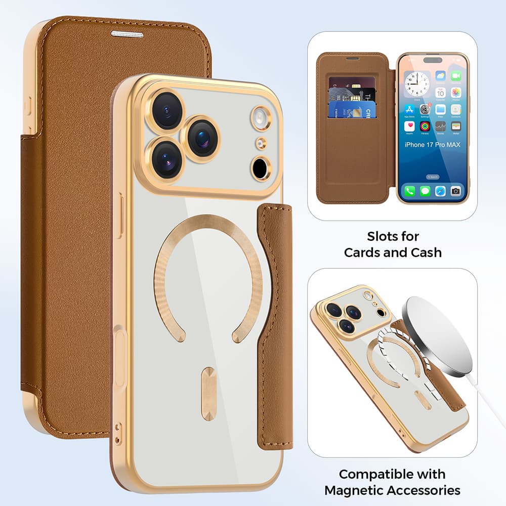 Pouzdro na knihu Techsuit SmartMag pro iPhone 17 Pro Max hnědé - náhled 3