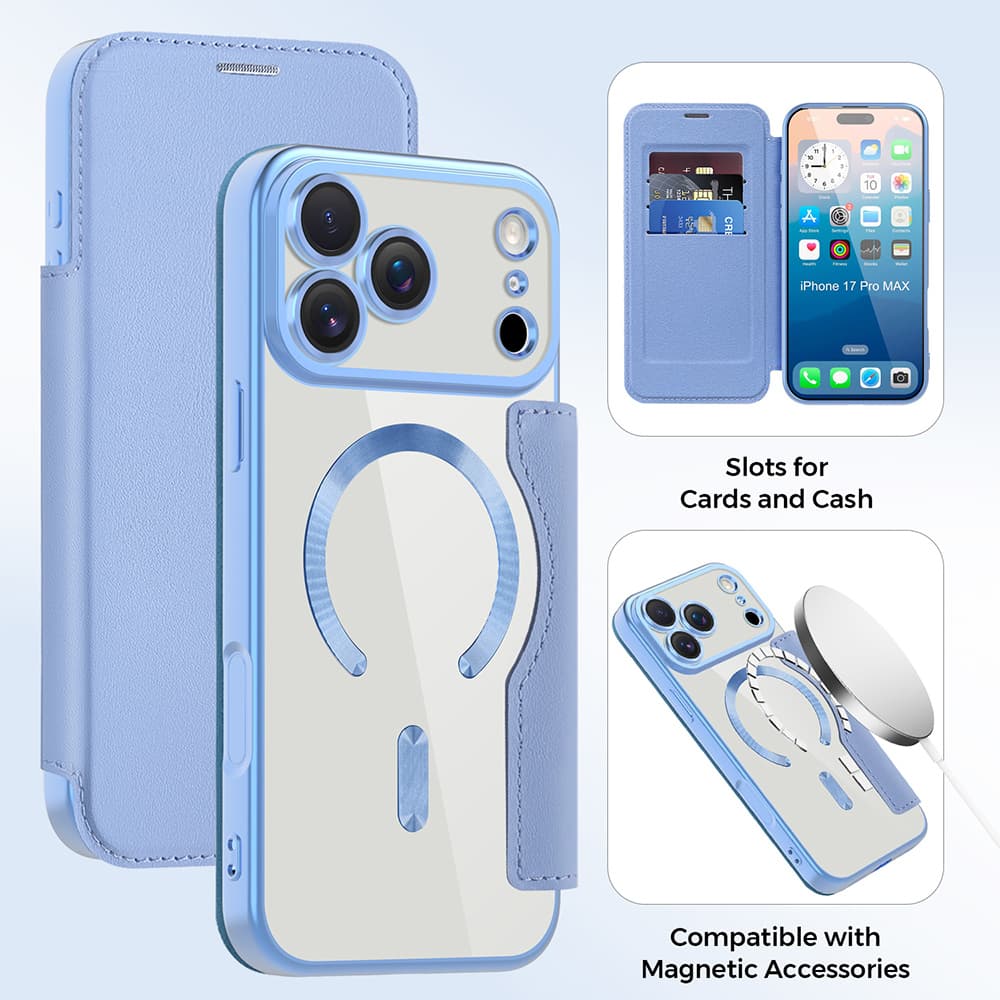 Pouzdro na knihu Techsuit SmartMag iPhone 17 Pro světle modré - náhled 3