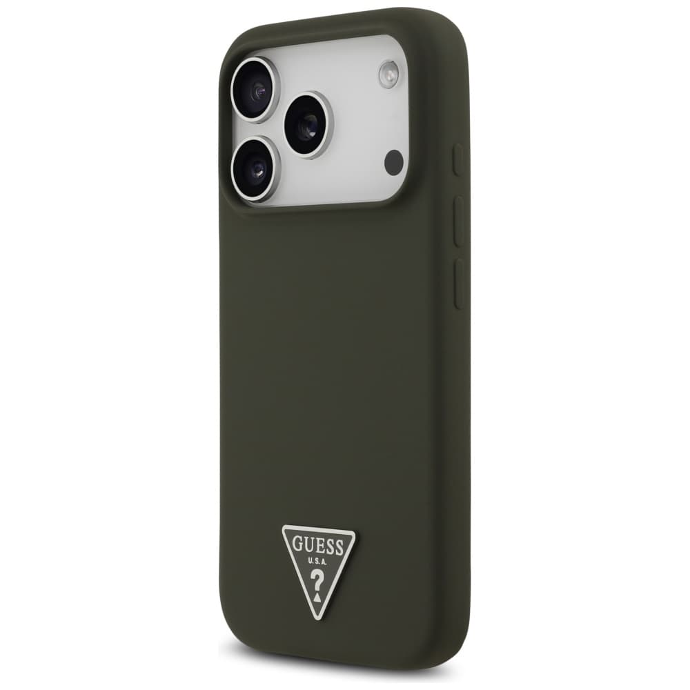 Guess Silicone Triangle Logo MagSafe iPhone 17 Pro khaki - náhled 3