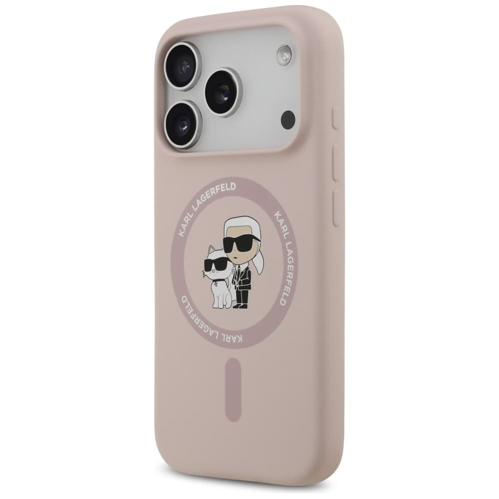 Karl Lagerfeld Silicone Ring MagSafe iPhone 17 Pro růžová Karl&amp;Choupette - náhled 3