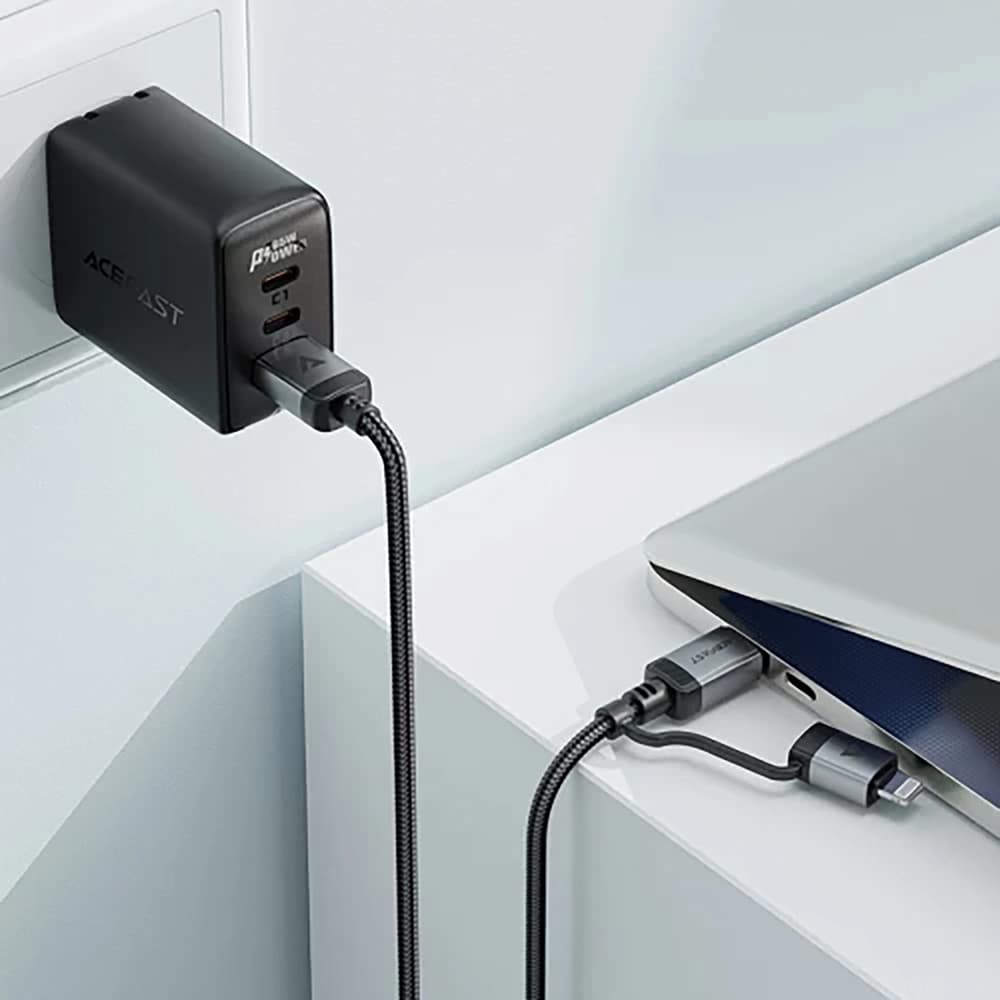Acefast Data Cable C20-01 USB-C na Type-C Lightning 60W rychlé nabíjení odolný proti ohybu MFi certifikovaný 1.2m černý - náhled 3