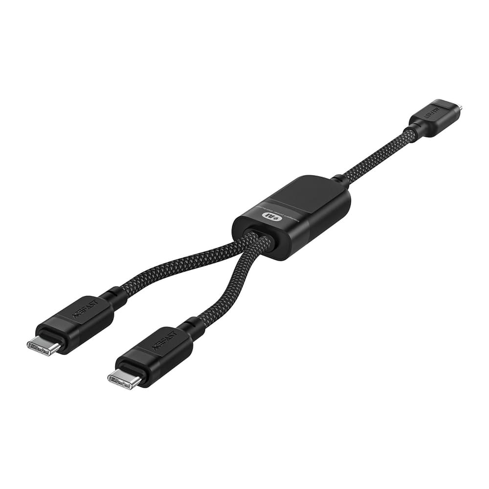 Acefast Data Cable C5-11 Rychlonabíjecí USB-C na 2x Type-C 1.2m černý - náhled 3