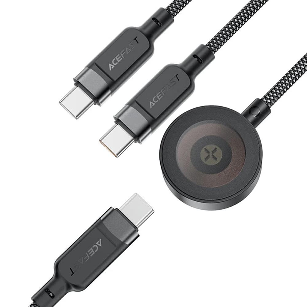 Acefast Datový kabel C6-11 Rychlé nabíjení 2x Type-C Bezdrátová nabíječka USB-C 3v1 1.2m Černá - náhled 3