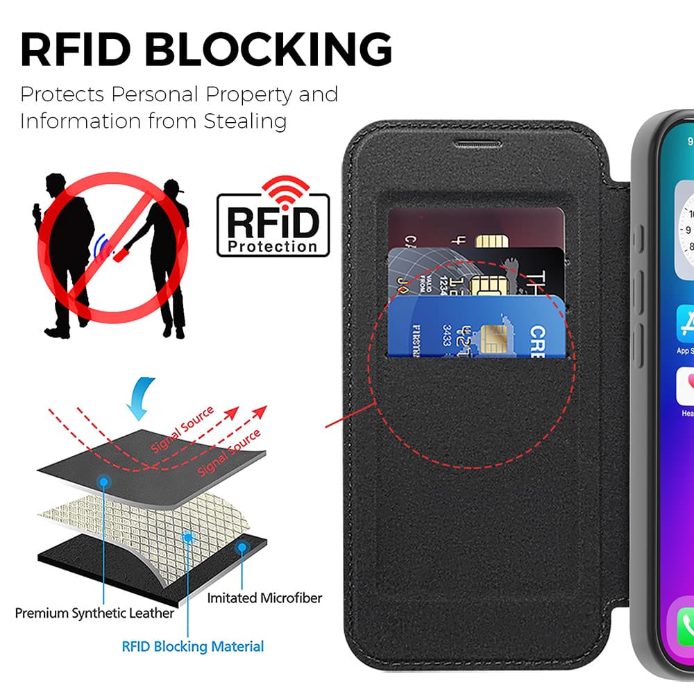Pouzdro na knihu Techsuit SmartMag iPhone 17 černé - náhled 3