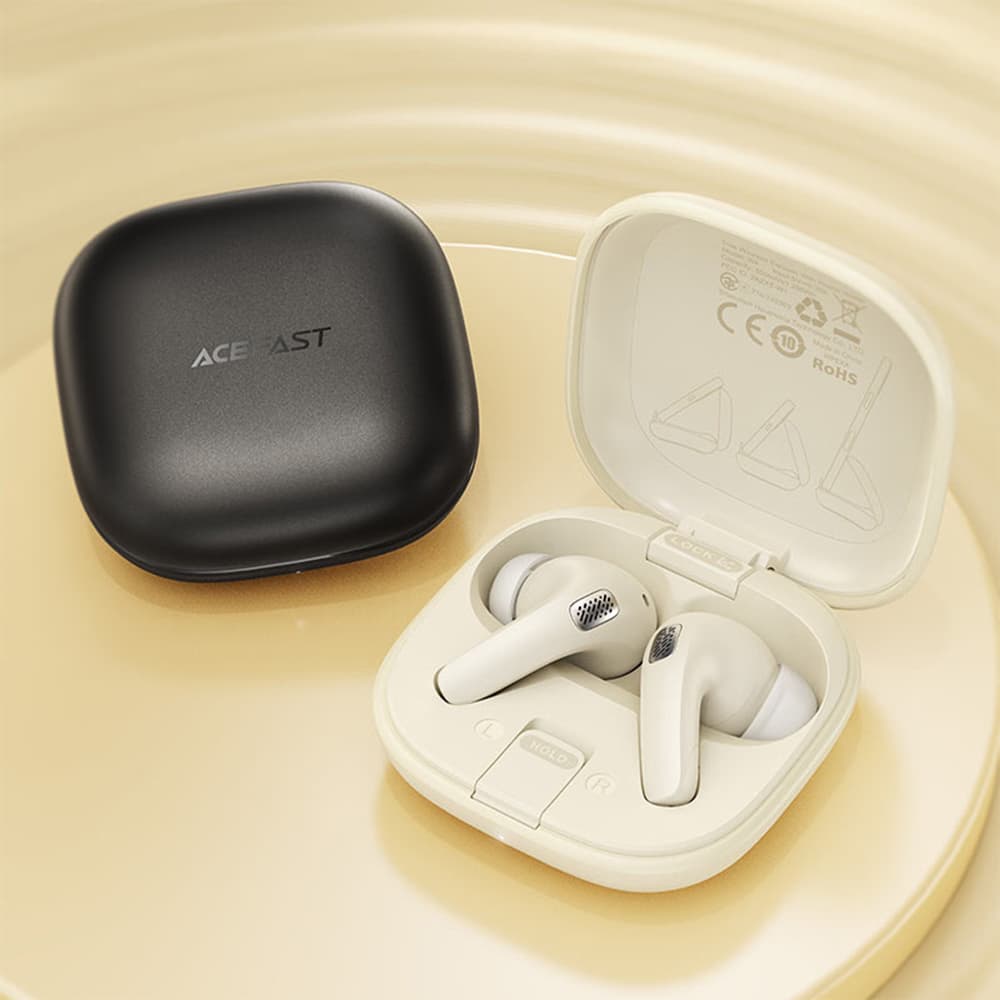 Acefast - bezdrátová sluchátka (W4) - do uší TWS, BT v5.4, potlačení hluku ENC, s vestavěným stojánkem na telefon, IPX4, 350mAh - černá - náhled 3