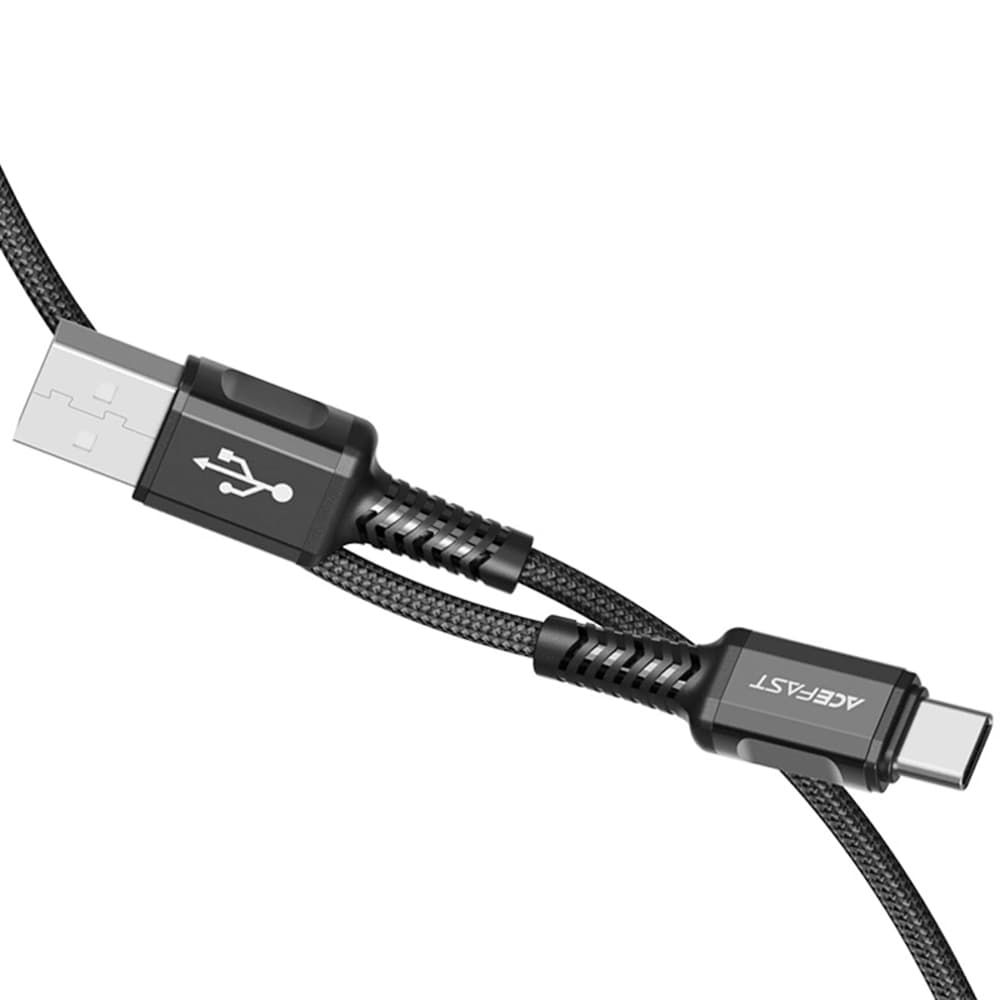 Acefast Data Cable C1-04 USB na Type-C 3A Rychlé nabíjení Nylon 1.2m černá - náhled 3