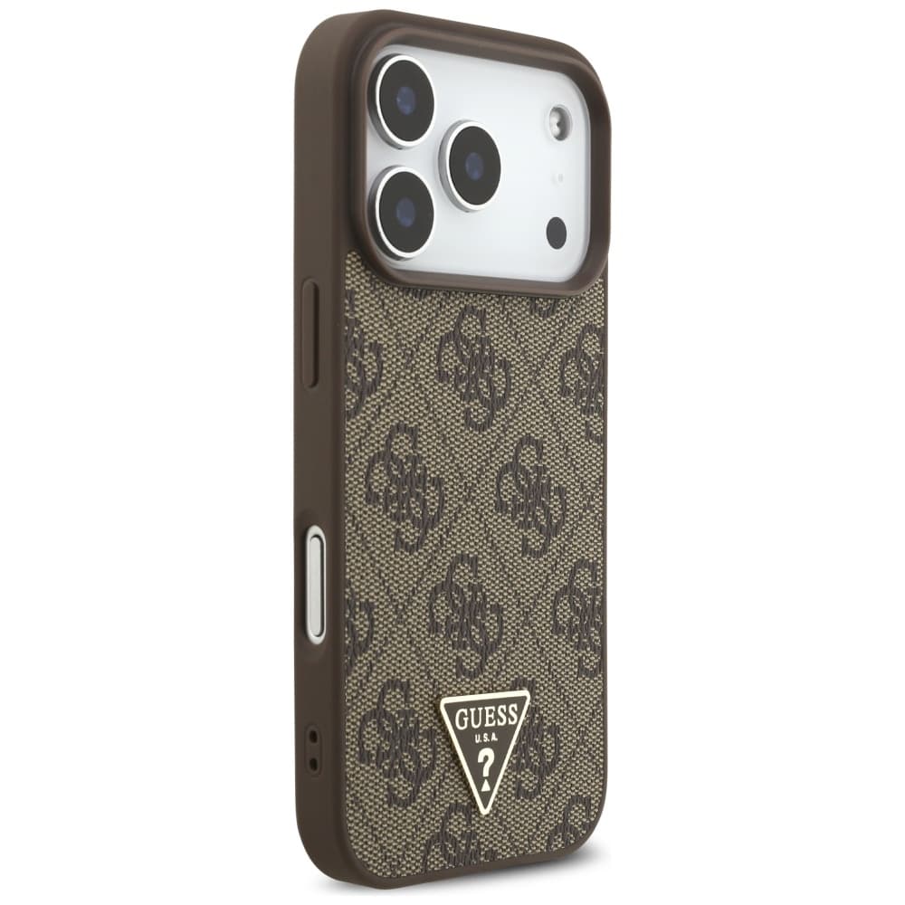 Guess Hardcase 4G Triangle Logo MagSafe s perlovým páskem iPhone 17 Pro hnědý - náhled 3