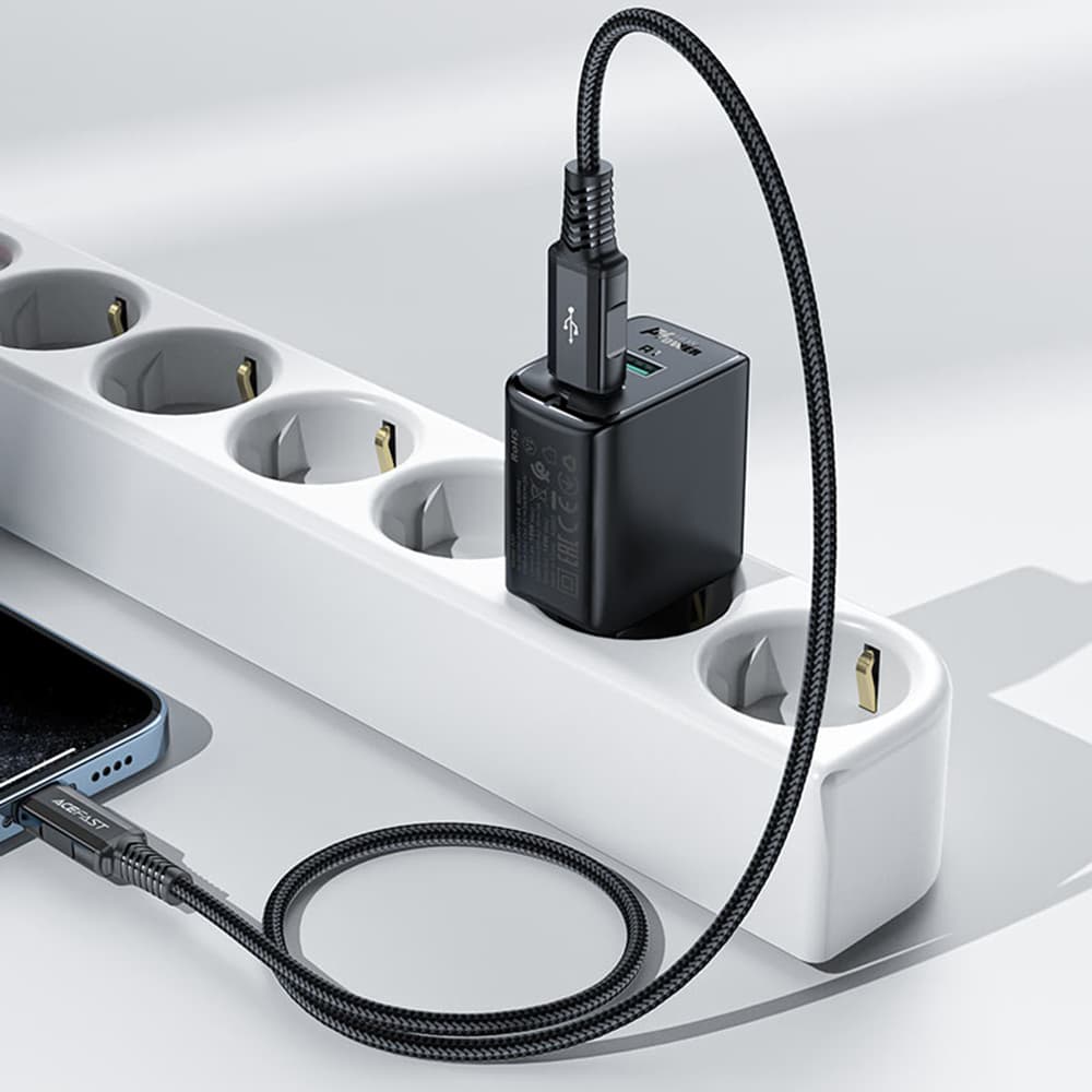 Acefast Wall Charger A33 Dvojitý Port Rychlé Nabíjení 2x USB QC18W Černá - náhled 3
