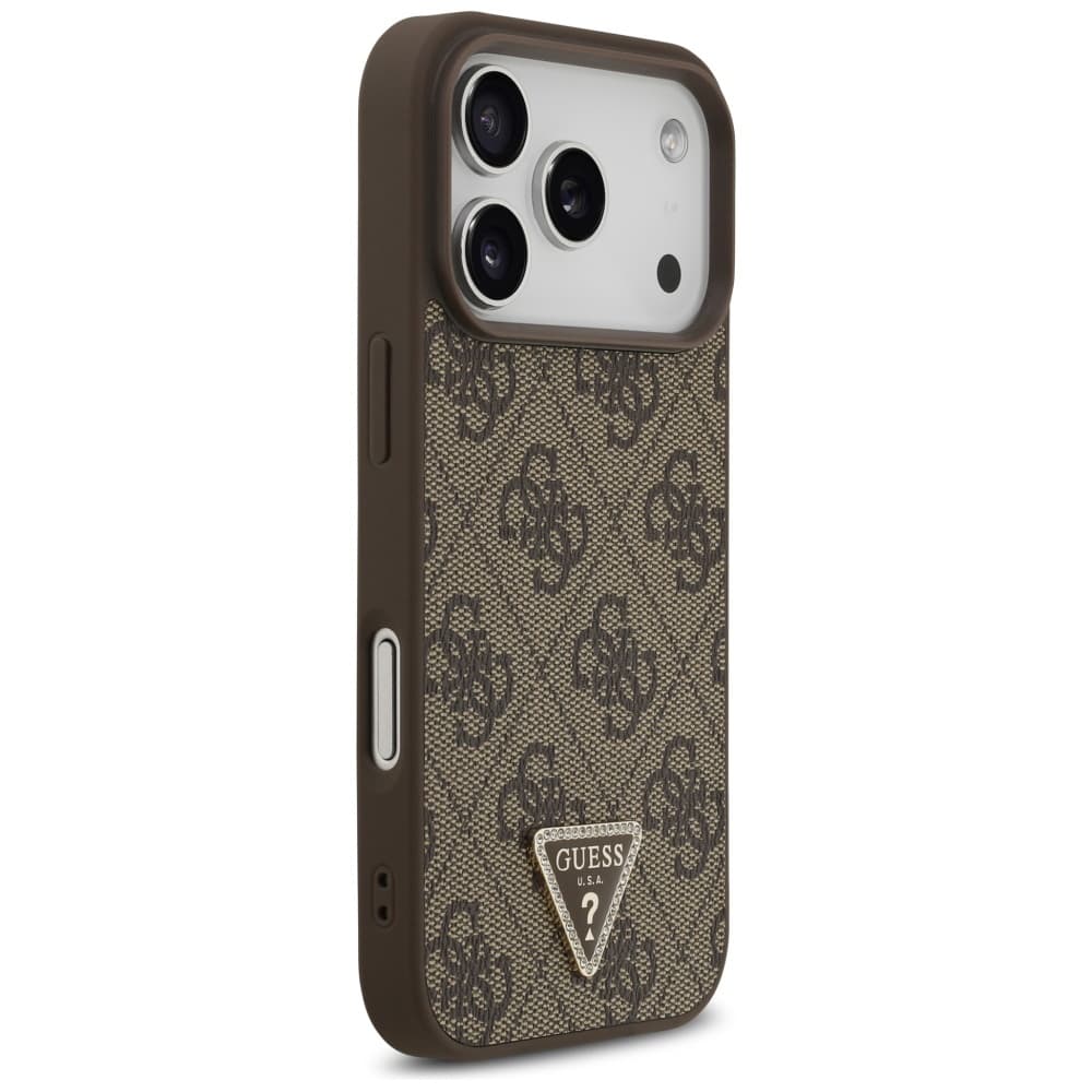 Guess Leather 4G Triangle Strass MagSafe iPhone 17 Pro Hnědá - náhled 3