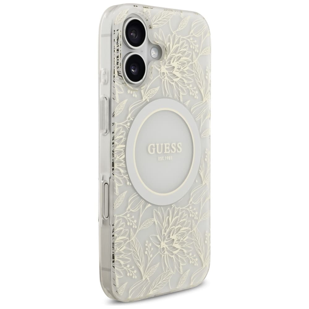 Guess IML Flowers s perlovým řemínkem MagSafe iPhone 17 bílá - náhled 3