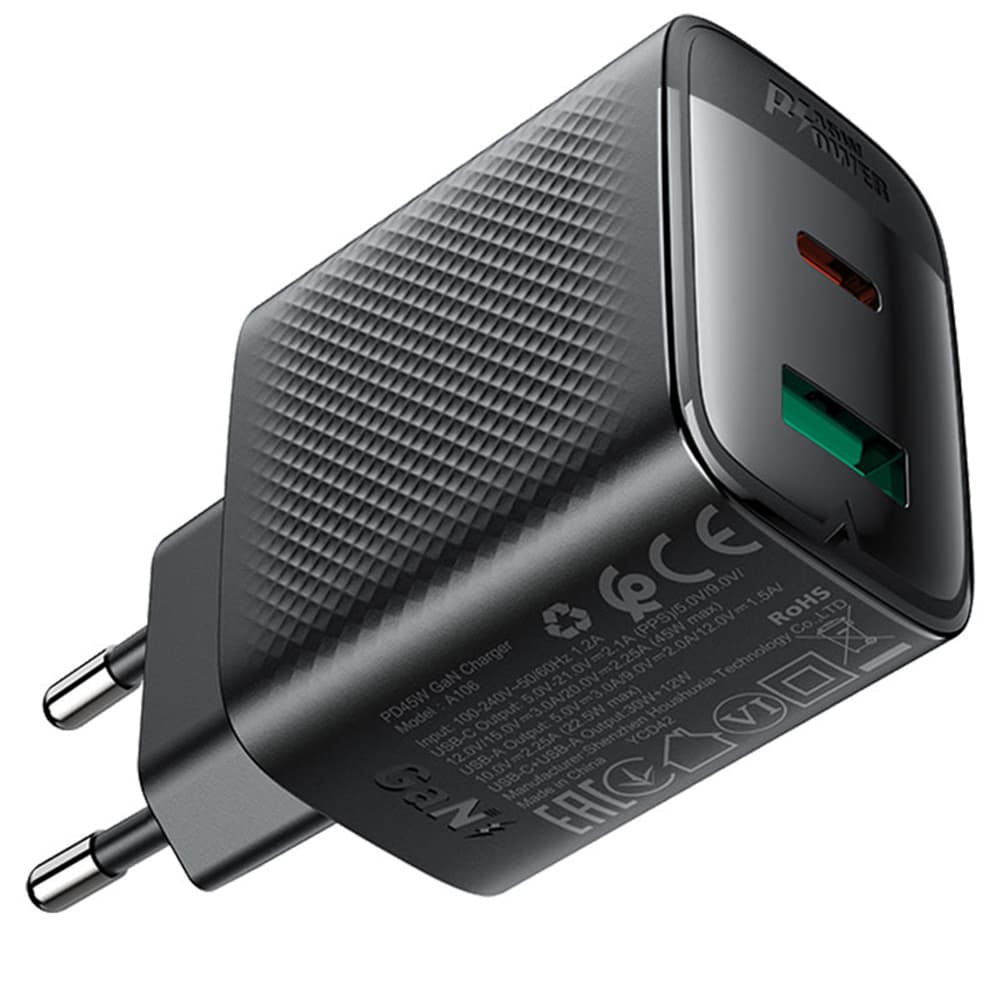 Nabíječka do zdi Acefast A106 GaN rychlé nabíjení Type-C USB 45W 3A černá - náhled 3
