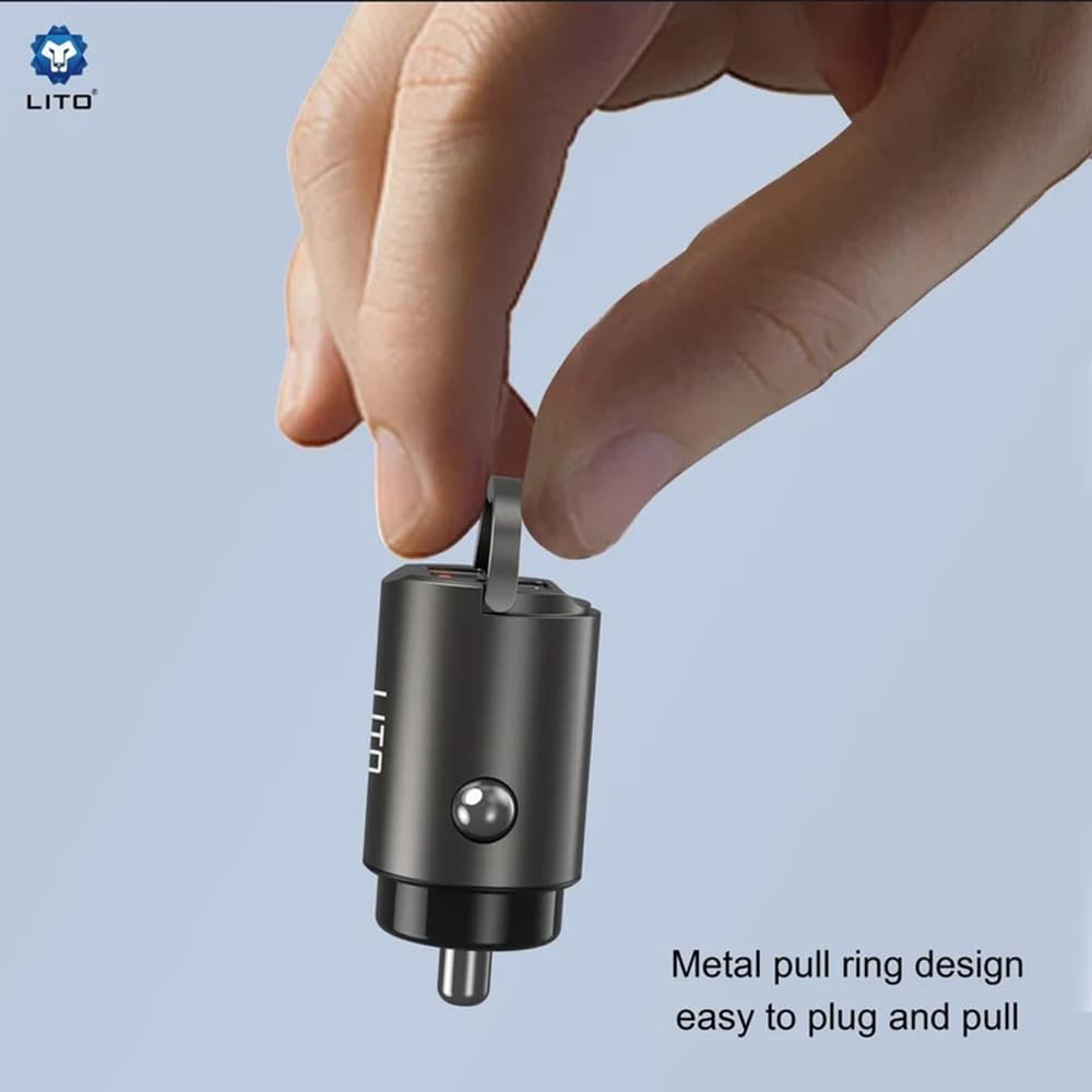 Lito Car Charger IN-C03 1x USB 1x Type-C 30W Rychlé nabíjení Černá - náhled 3