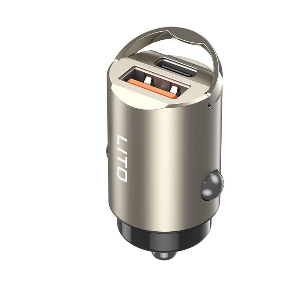 Lito Car Charger IN-C03 1x USB 1x Type-C 30W Rychlé nabíjení Gunmetal - náhled 3