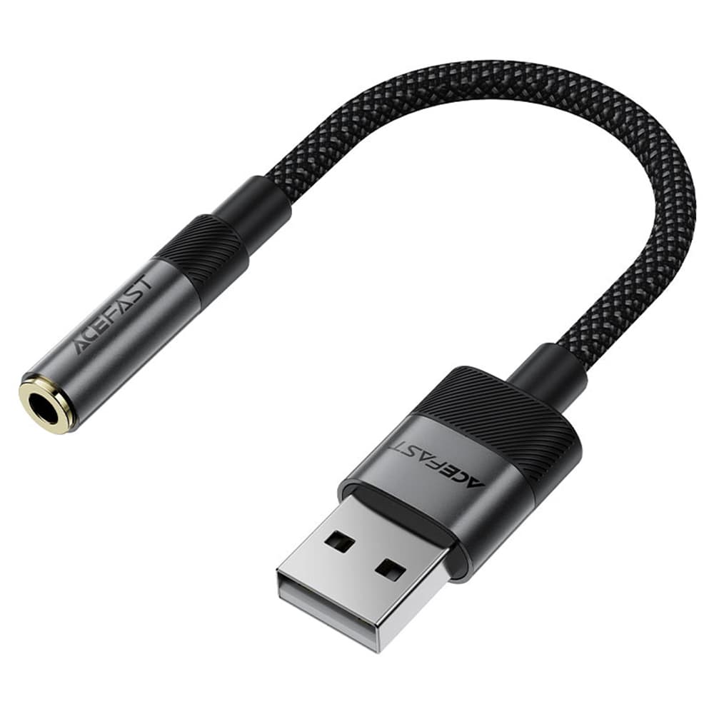 Acefast - audio adaptér (J13) - USB samec na 3,5mm jack samice, plug &amp; play, vysoce věrný zvuk, bez zpoždění, 15cm - černý - náhled 3