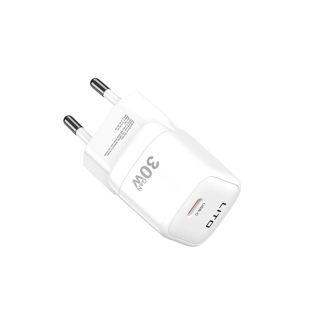 Lito Wall Charger LC11 Type-C výstup PD30W GaN ochrana EU zástrčka bílá - náhled 3