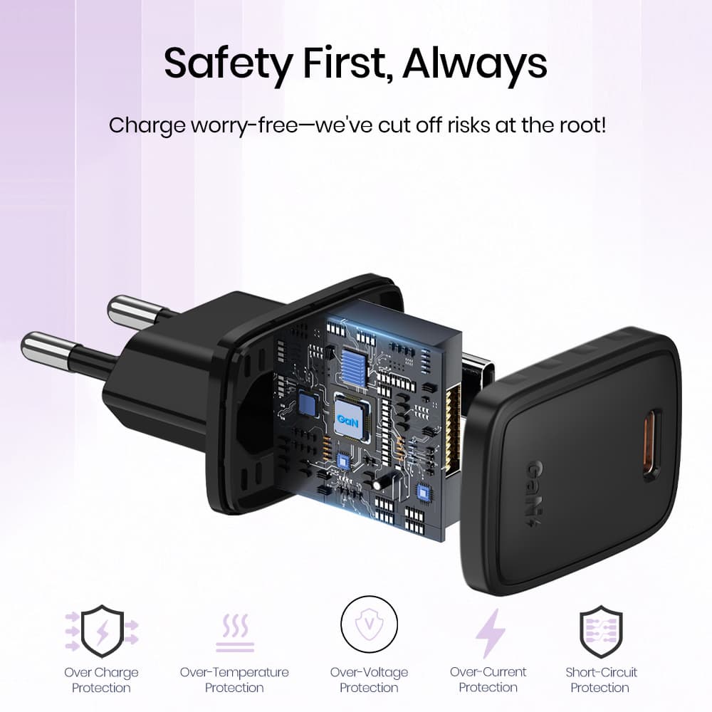Lito Wall Charger LC17L s Lightning kabelem Type-C výstup PD30W GaN EU černá - náhled 3