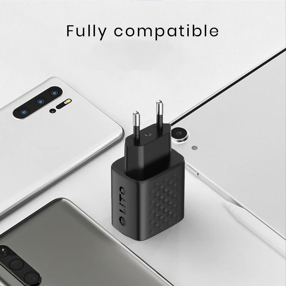 Lito Wall Charger LC15T s kabelem Type-C Type-C USB výstup PD20W GaN PC nehořlavý EU zástrčka černý - náhled 3