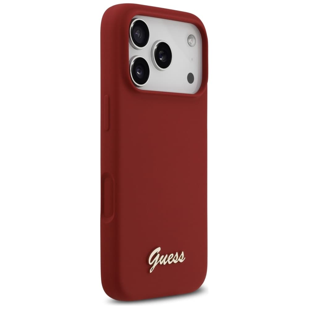 Guess Silicone Script Metal Logo MagSafe iPhone 17 Pro červená - náhled 3